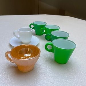 Vintage Fire King milk glass demitasse cups bundle